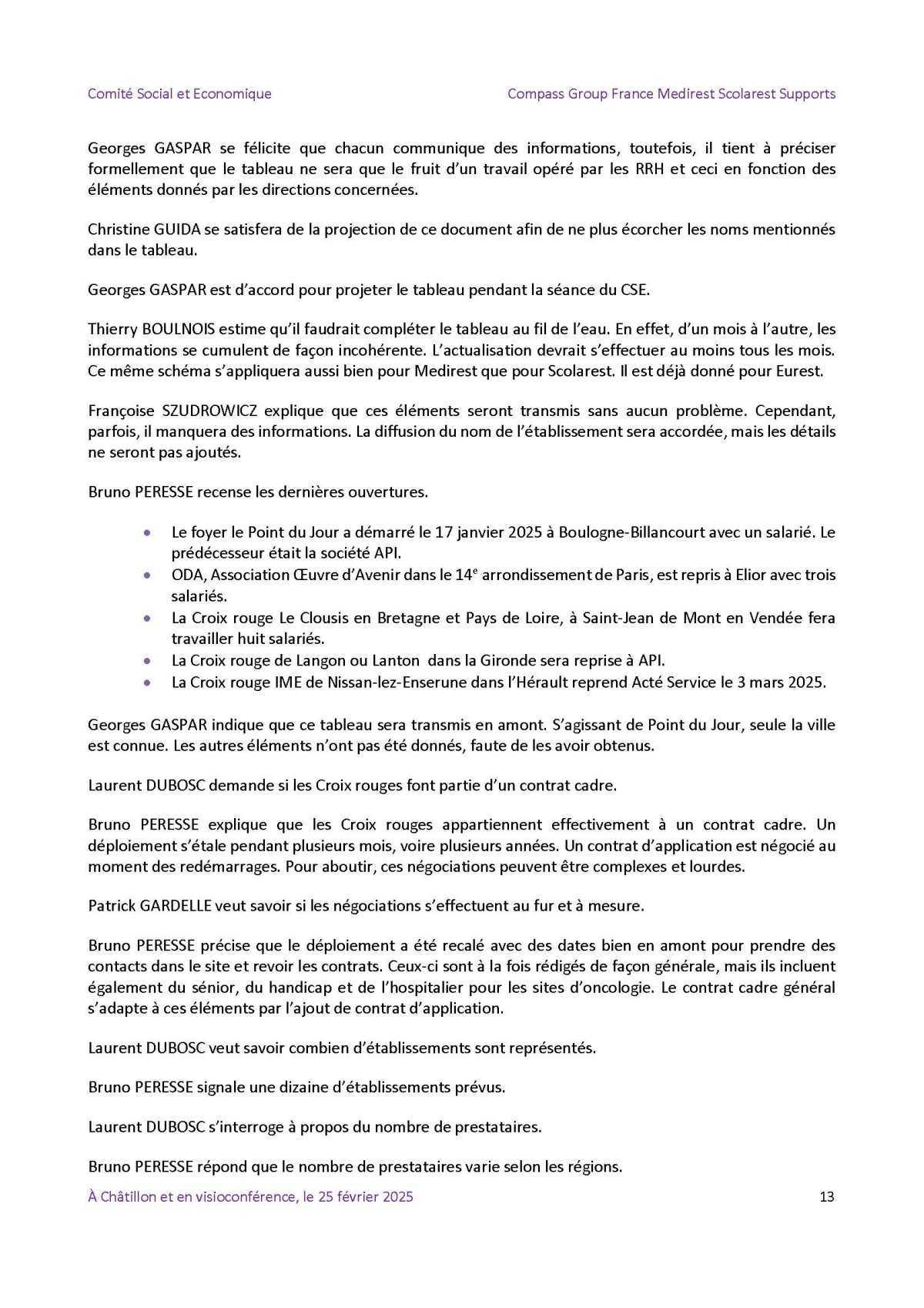 PV du CSE Médisco du 25 Février 2025