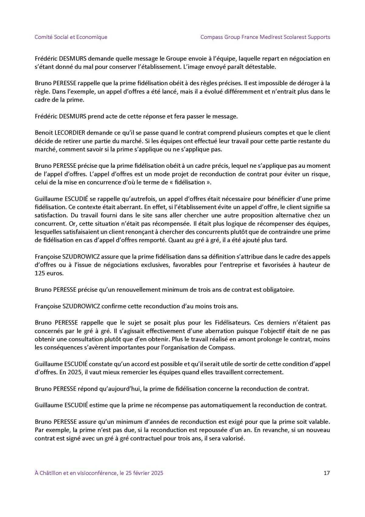 PV du CSE Médisco du 25 Février 2025