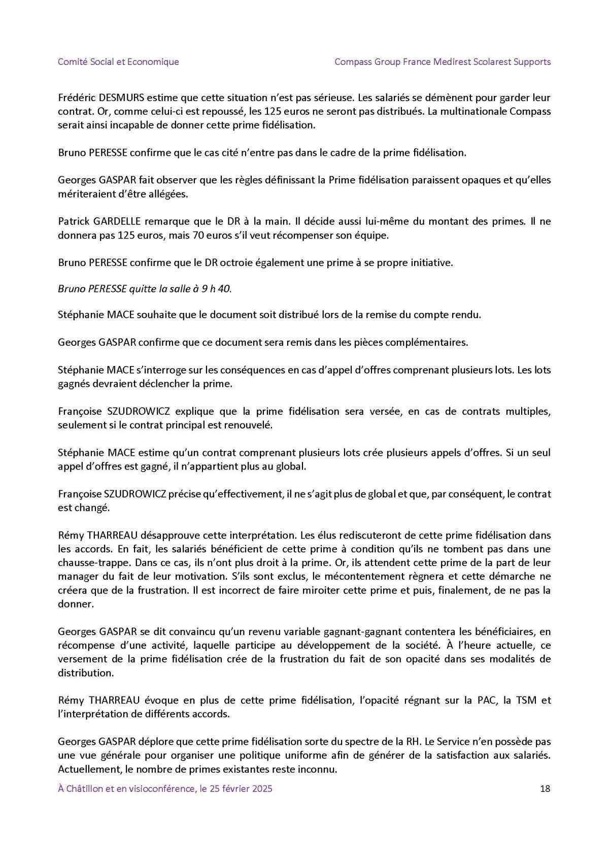 PV du CSE Médisco du 25 Février 2025