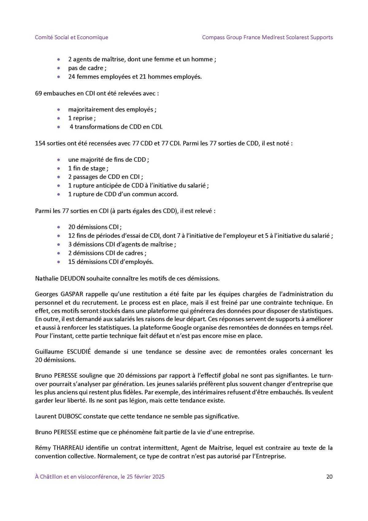 PV du CSE Médisco du 25 Février 2025