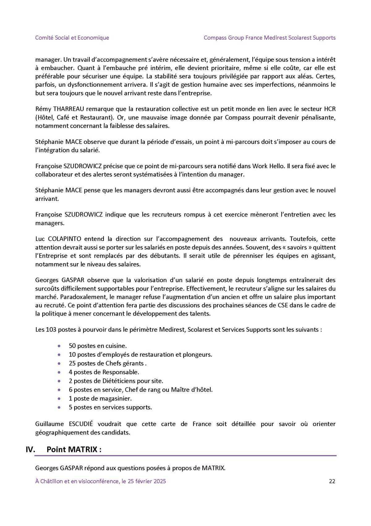 PV du CSE Médisco du 25 Février 2025