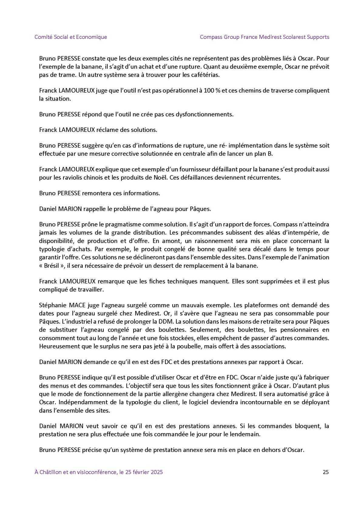 PV du CSE Médisco du 25 Février 2025