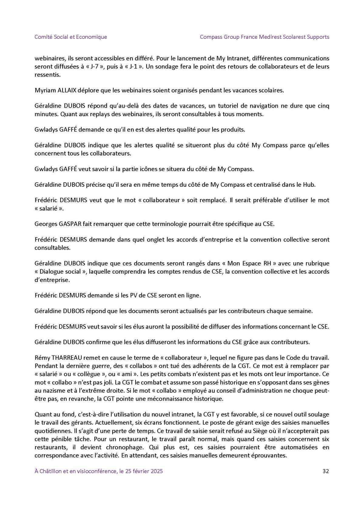 PV du CSE Médisco du 25 Février 2025