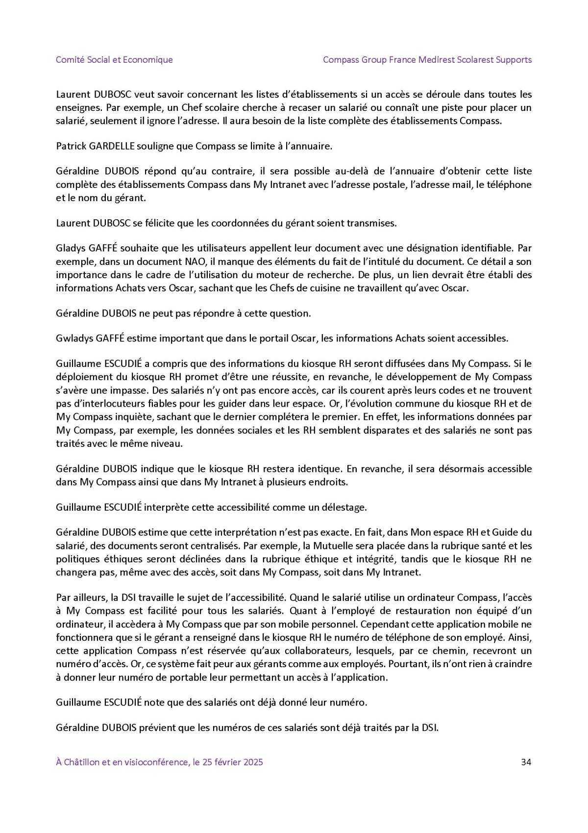 PV du CSE Médisco du 25 Février 2025