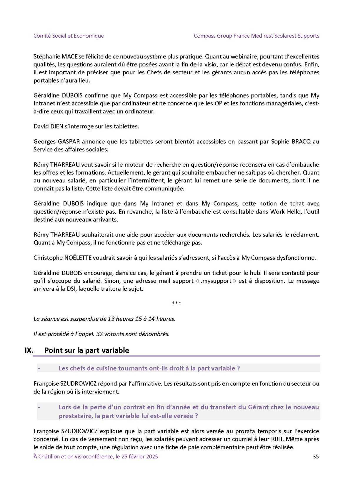 PV du CSE Médisco du 25 Février 2025