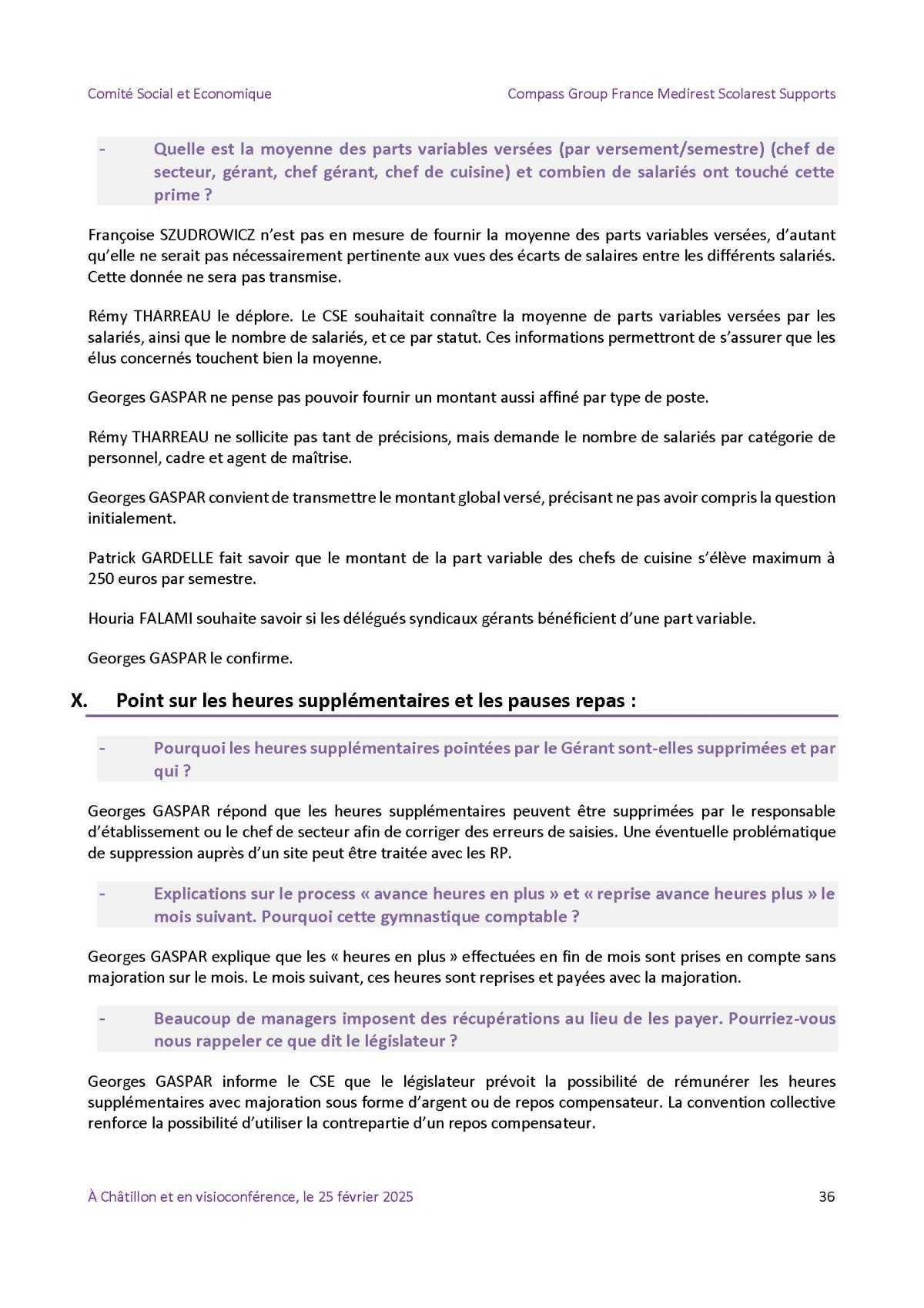 PV du CSE Médisco du 25 Février 2025