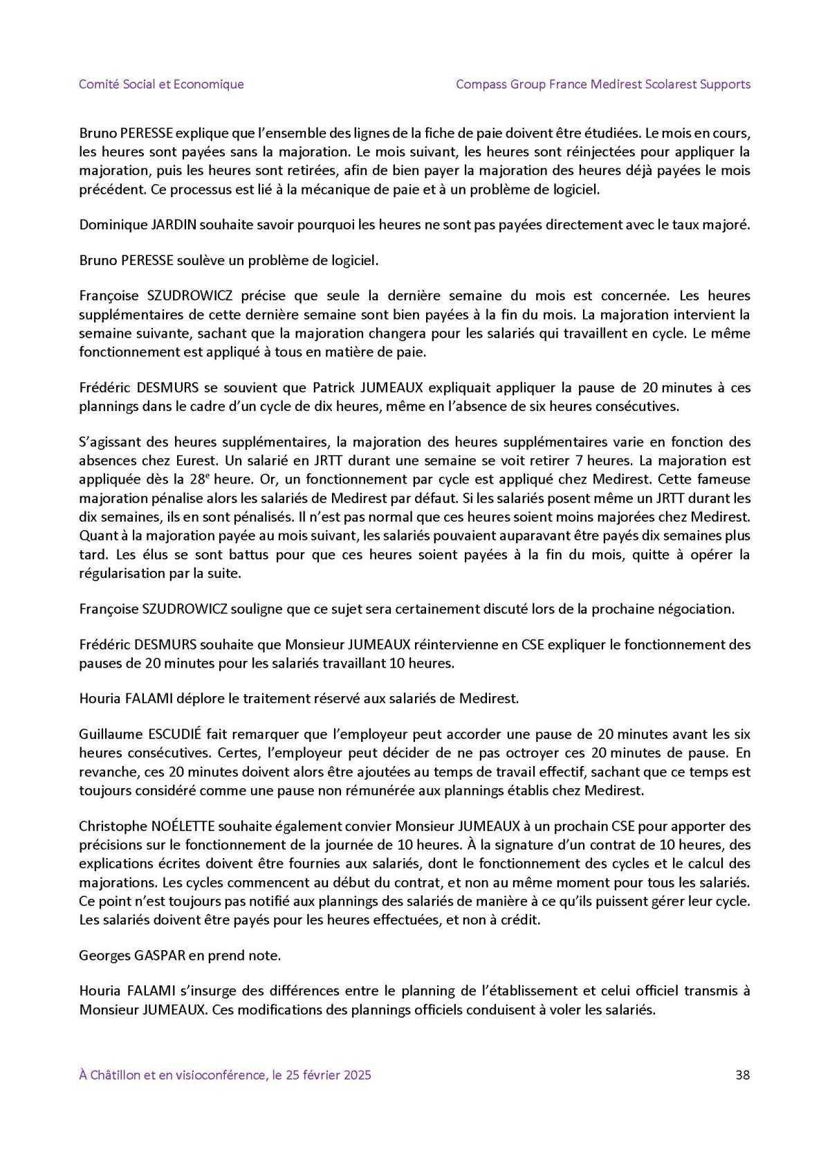 PV du CSE Médisco du 25 Février 2025