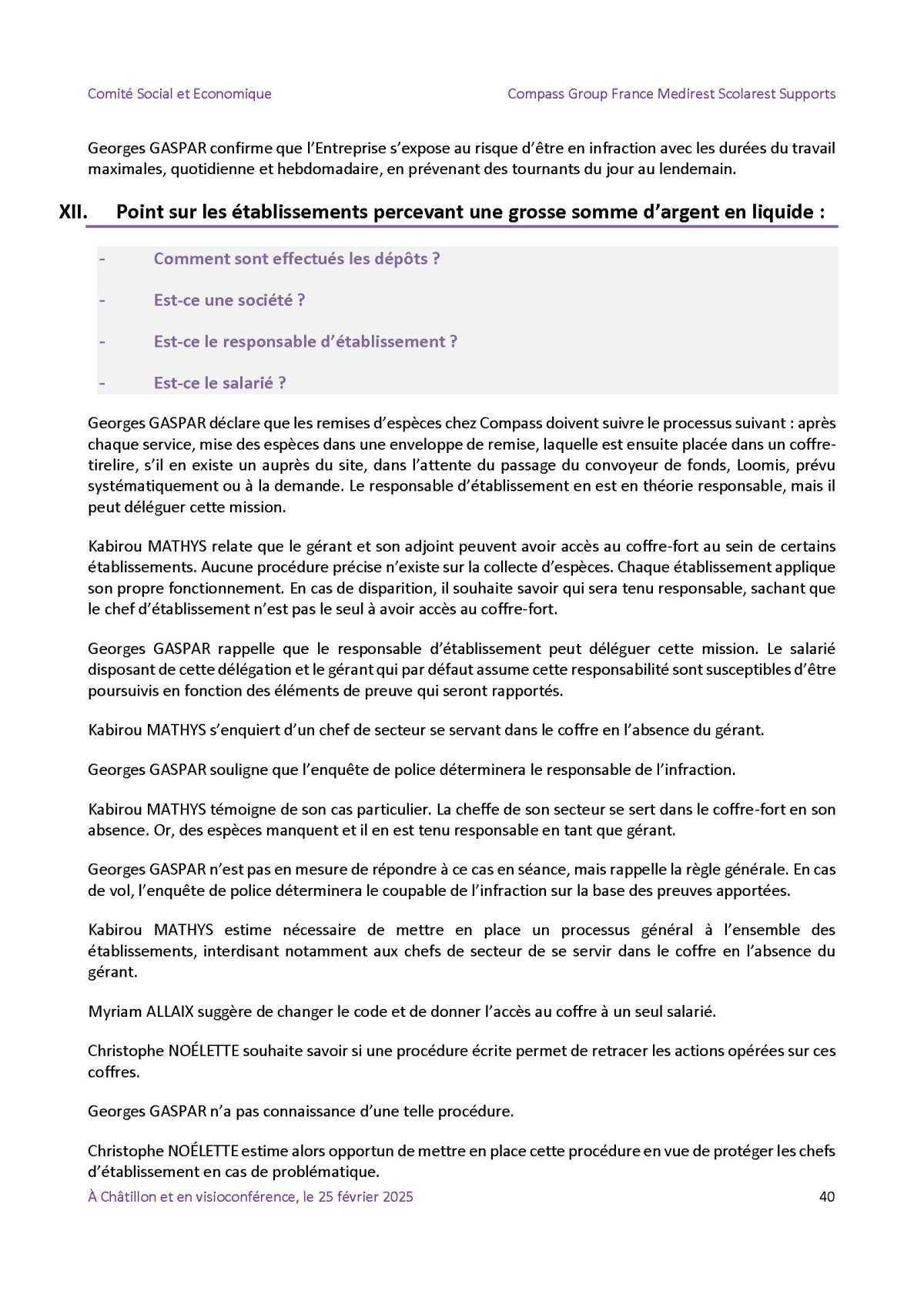 PV du CSE Médisco du 25 Février 2025