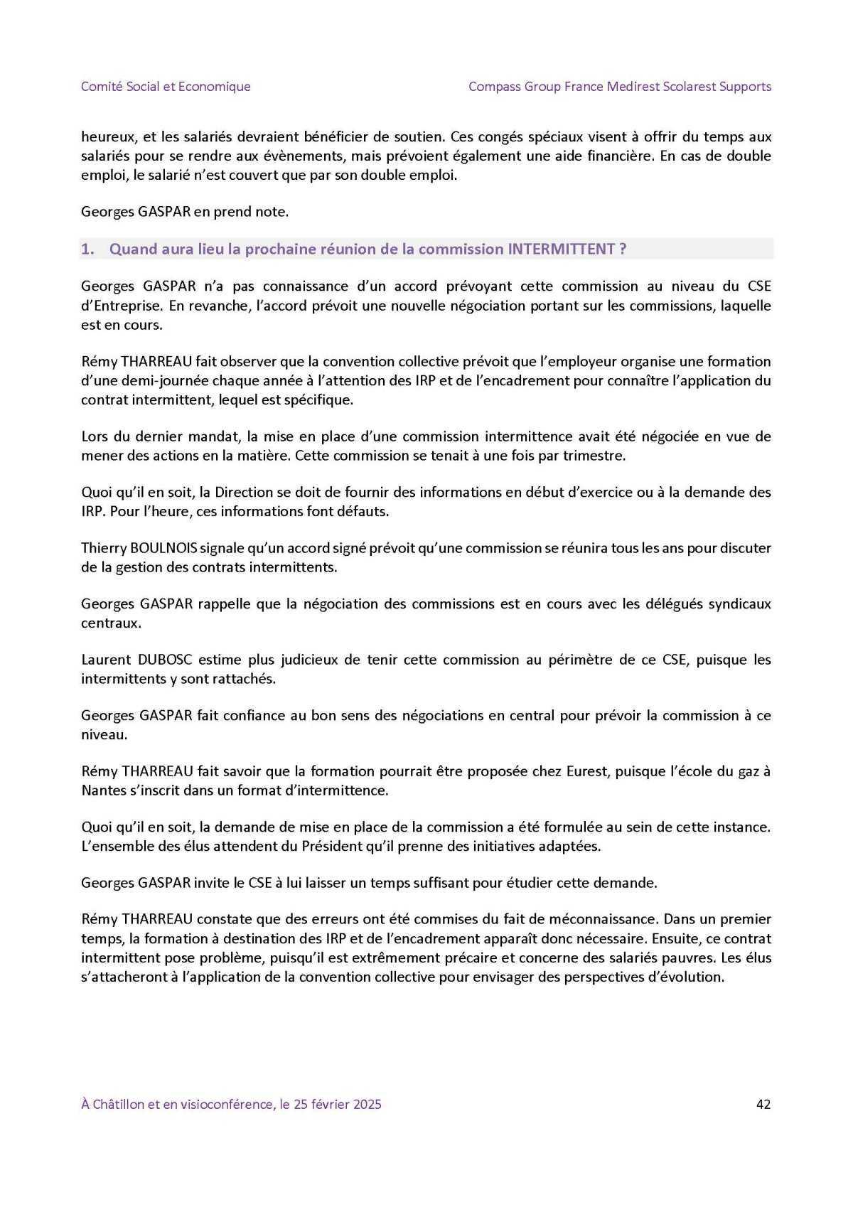 PV du CSE Médisco du 25 Février 2025