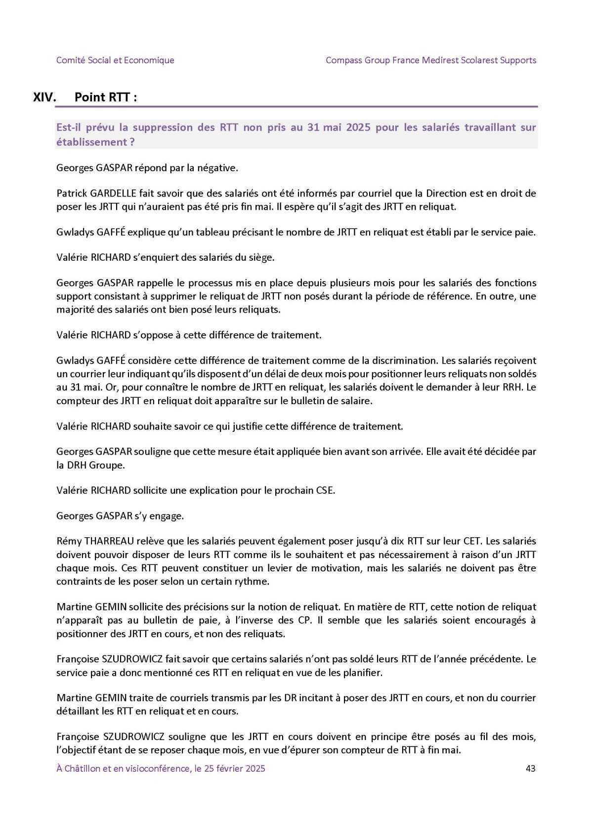 PV du CSE Médisco du 25 Février 2025