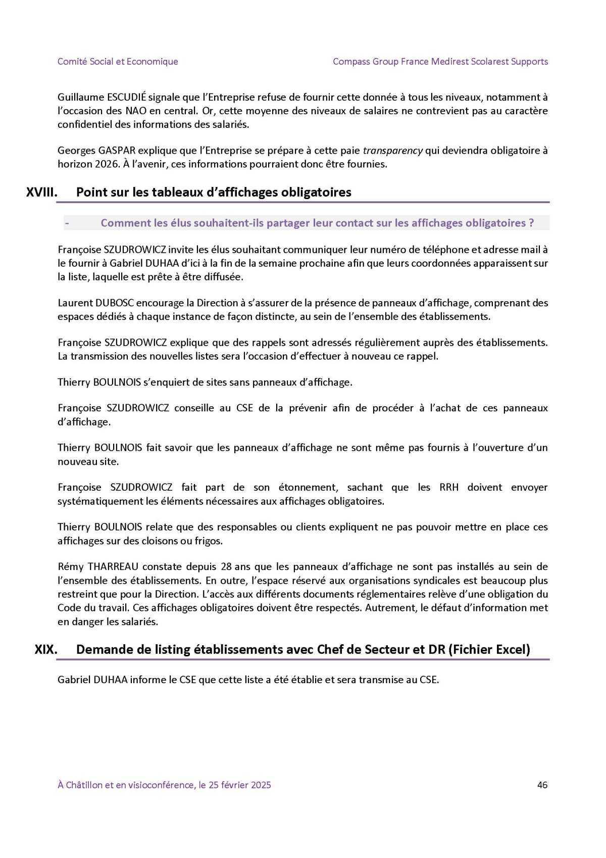 PV du CSE Médisco du 25 Février 2025
