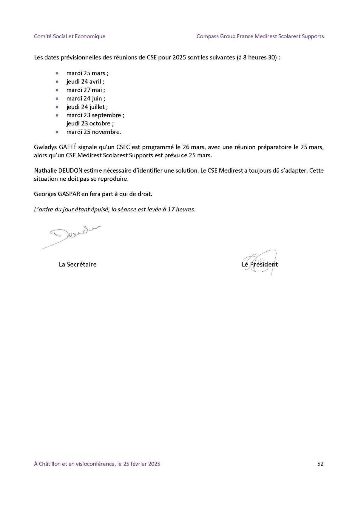 PV du CSE Médisco du 25 Février 2025