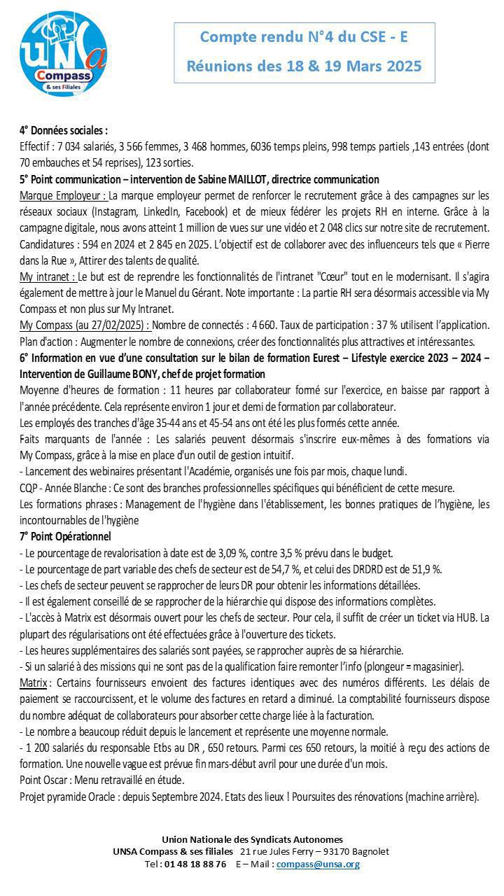 Compte rendu des CSE-E des 18 et 19 Mars 2025