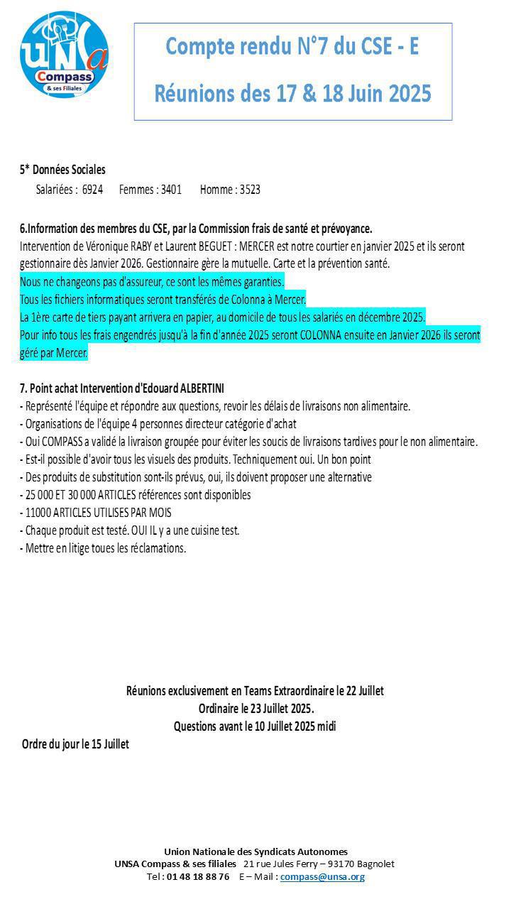 Compte rendu des CSE-E des 17 et 18 Juin 2025