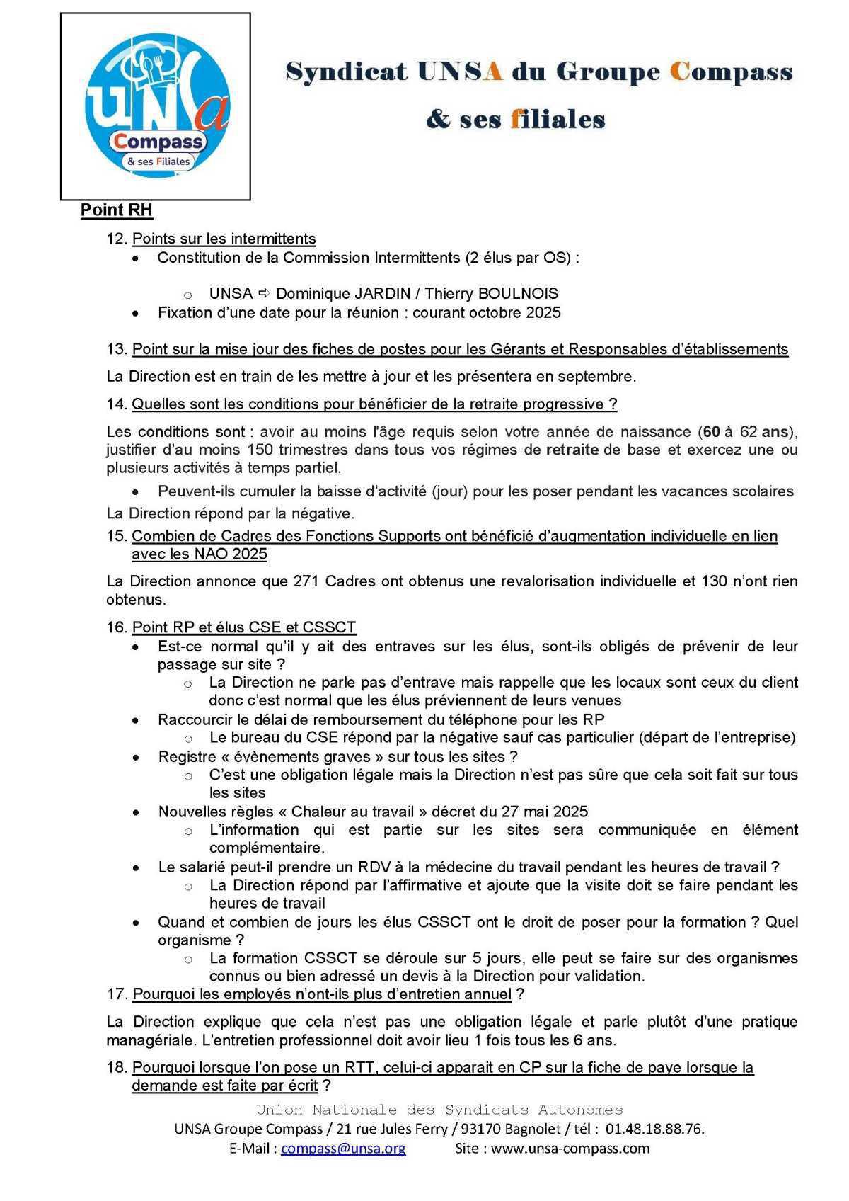 LETTRE D'informations du 23.24 Juin 2025 CSE Médirest/Scolarest