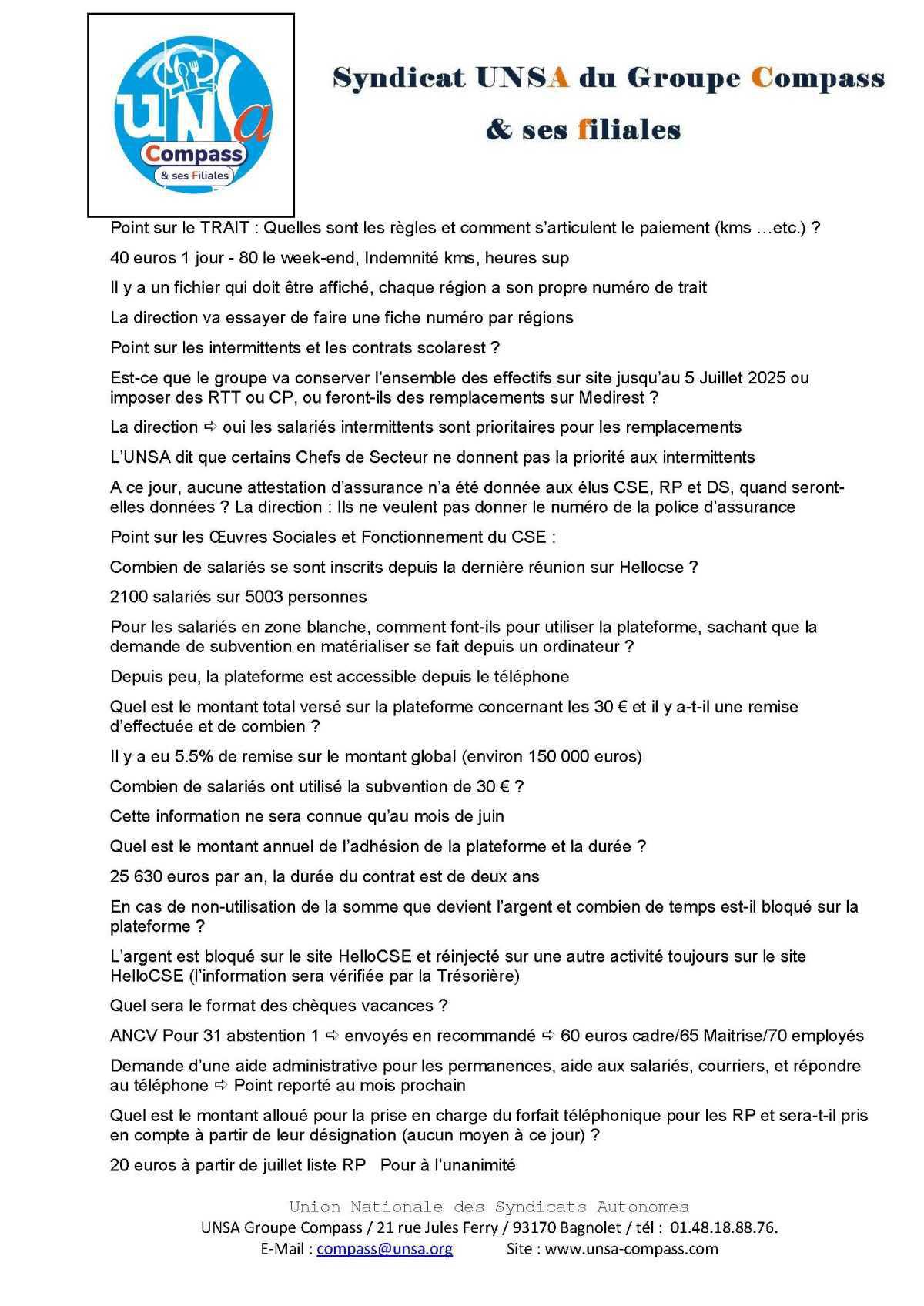 LETTRE D'informations du 27 Mai 2025 CSE Médirest/Scolarest