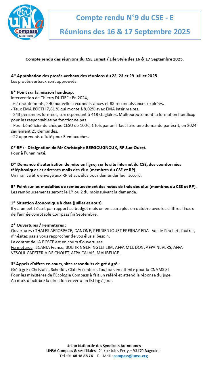  Compte rendu CSE-E des 16 et 17 Septembre 2025