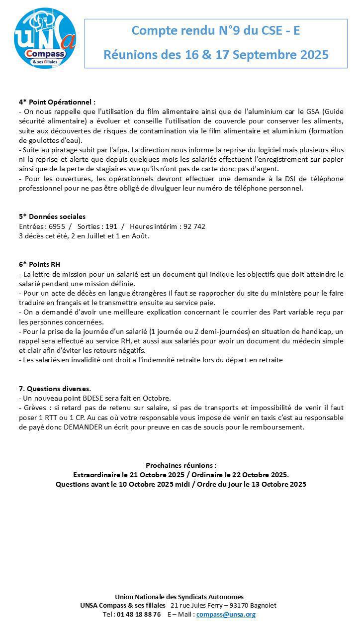 Compte rendu CSE-E des 16 et 17 Septembre 2025
