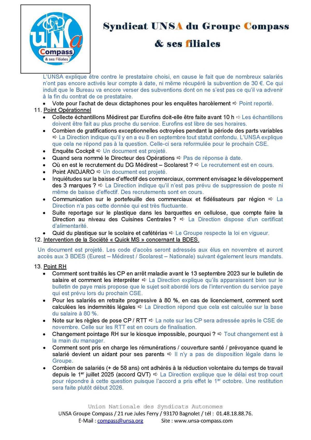LETTRE D'informations du 22.23 Octobre 2025 CSE Médirest/Scolarest