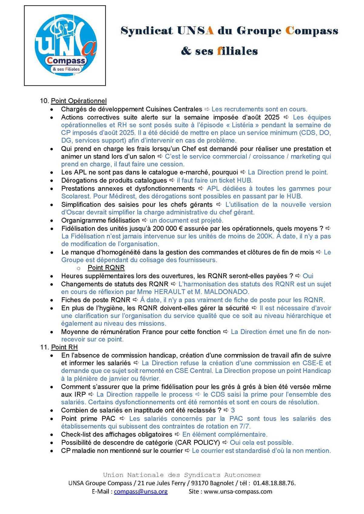LETTRE D'informations du 24 . 25 Novembre 2025 CSE Médirest/Scolarest