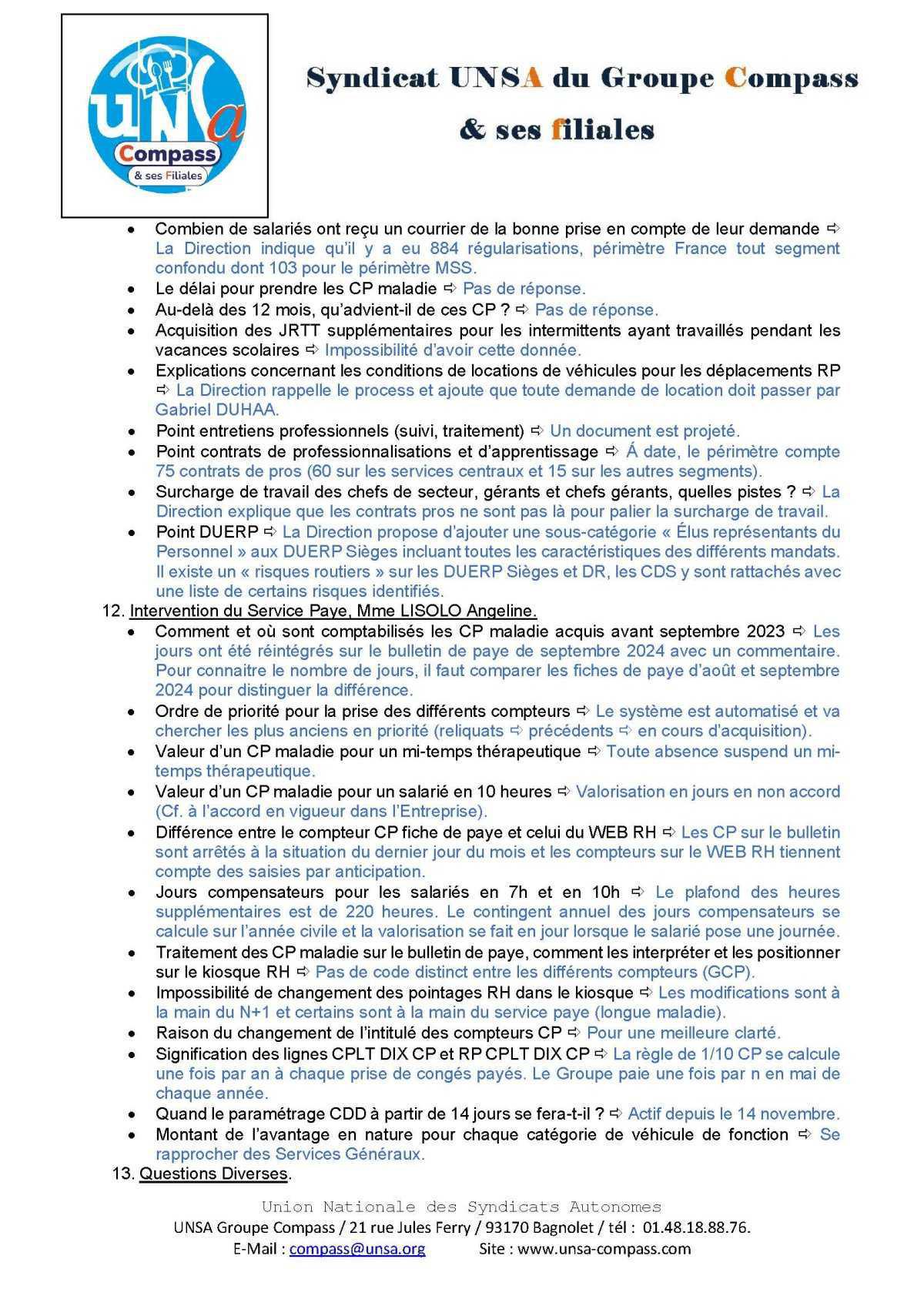 LETTRE D'informations du 24 . 25 Novembre 2025 CSE Médirest/Scolarest