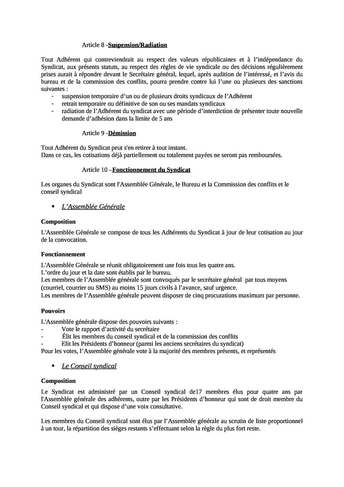 STATUTS ACTUEL