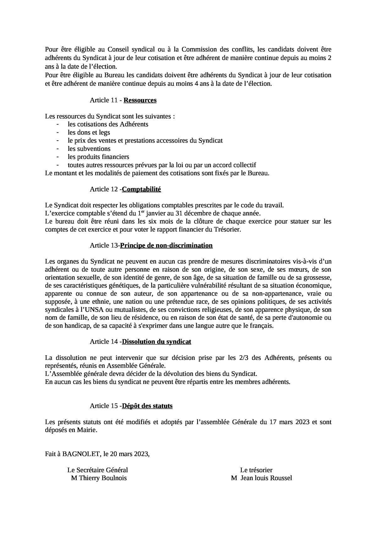 STATUTS ACTUEL