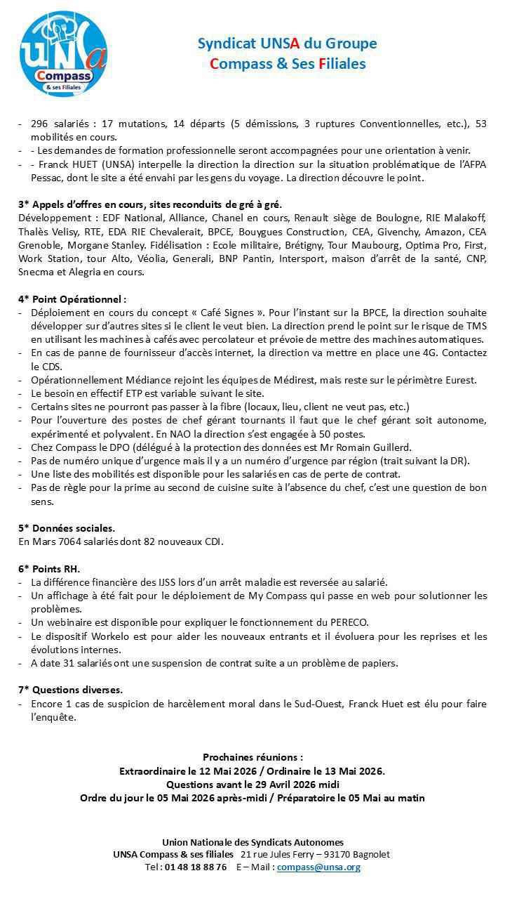 Compte rendu des CSE-E des 21 et 22 Avril 2026