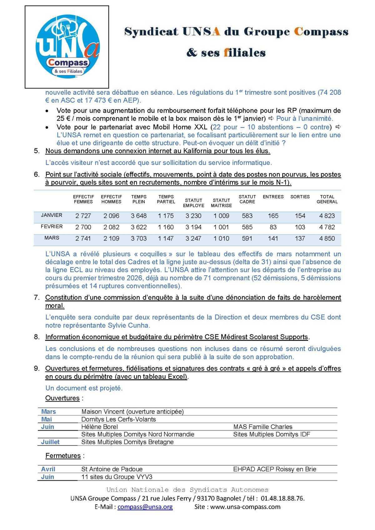 LETTRE D'informations du 29/30 Avril 2026 CSE Médirest/Scolarest