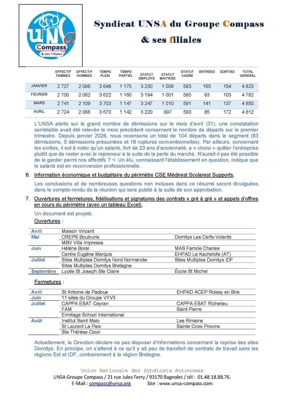 LETTRE D'informations du 27/28 Mai 2026 CSE Médirest/Scolarest