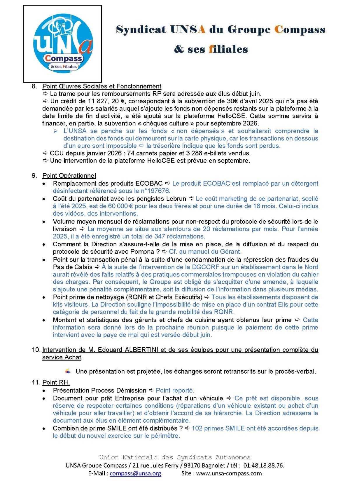 LETTRE D'informations du 27/28 Mai 2026 CSE Médirest/Scolarest