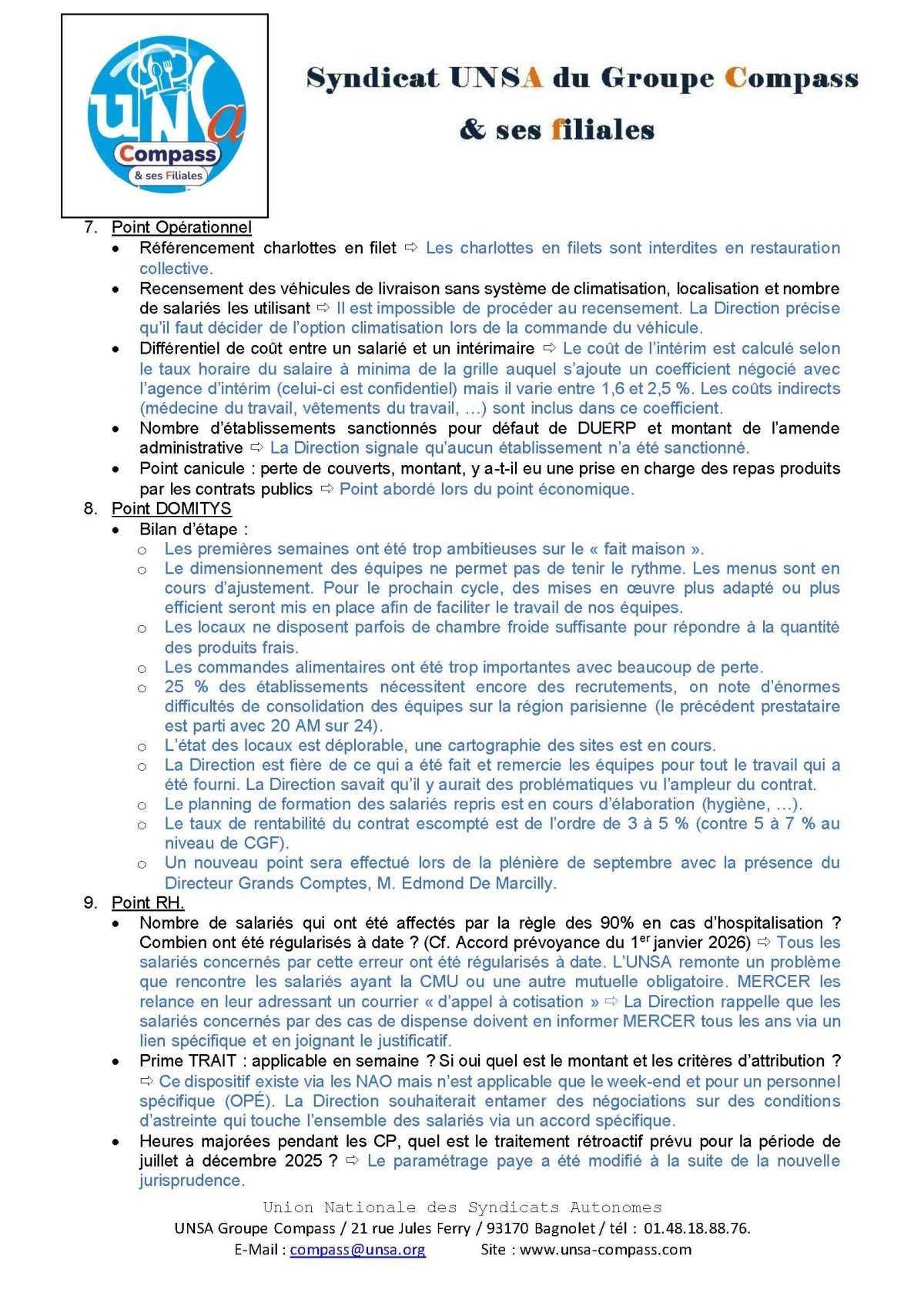LETTRE D'informations du 29/30 Juillet 2026 CSE Médirest/Scolarest