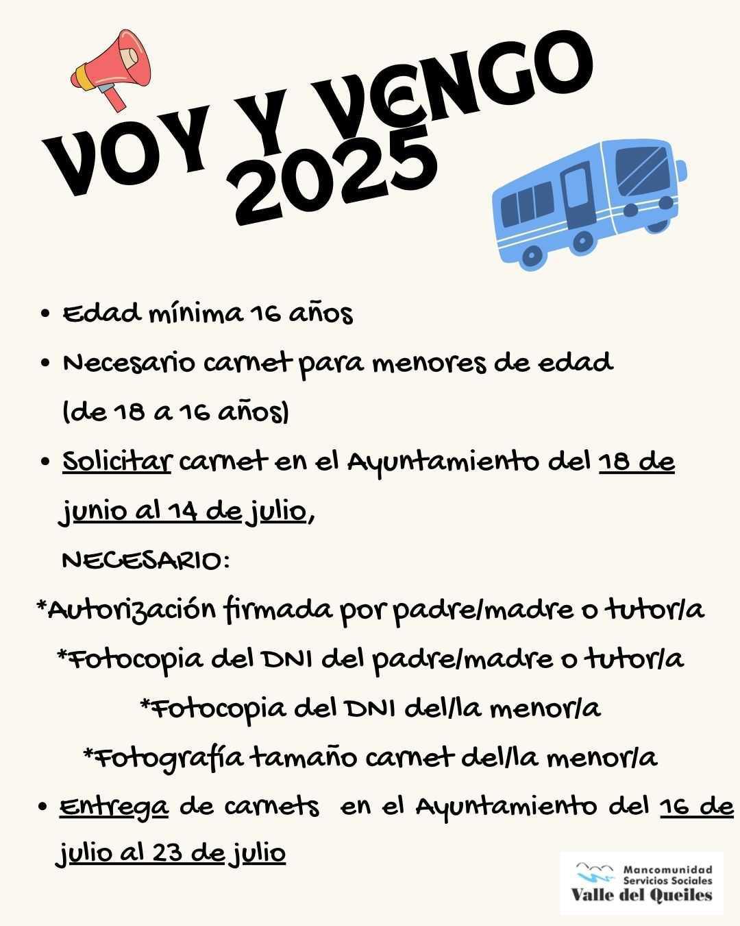 Voy y Vengo 2025 – Requisitos para menores