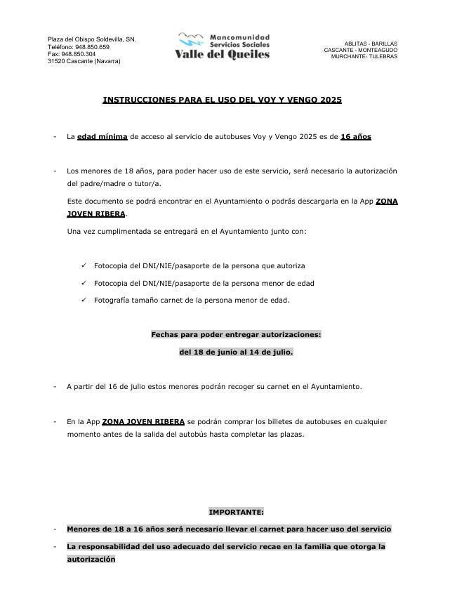 Autorizaciones – Voy y Vengo 2025