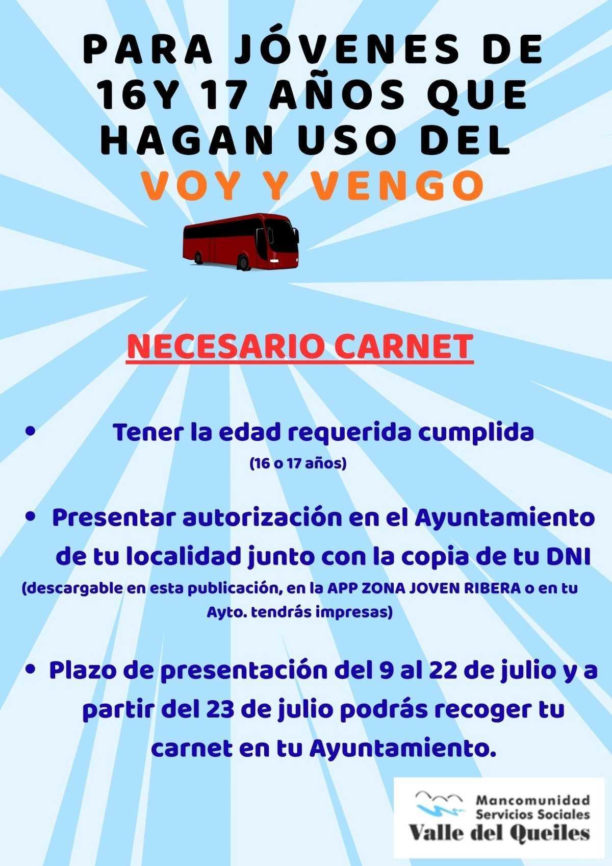 Carnet Voy y Vengo para jóvenes de 16 y 17 años