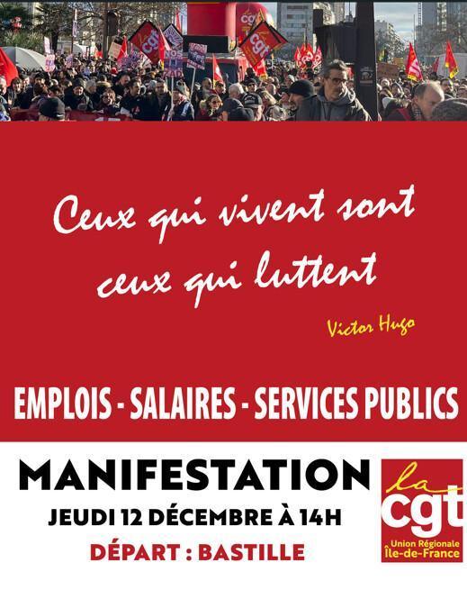 Manifestation Emplois, salaires, fonction publique le 12 décembre Manifestation Emplois, salaires, fonction publique le 12 décembre