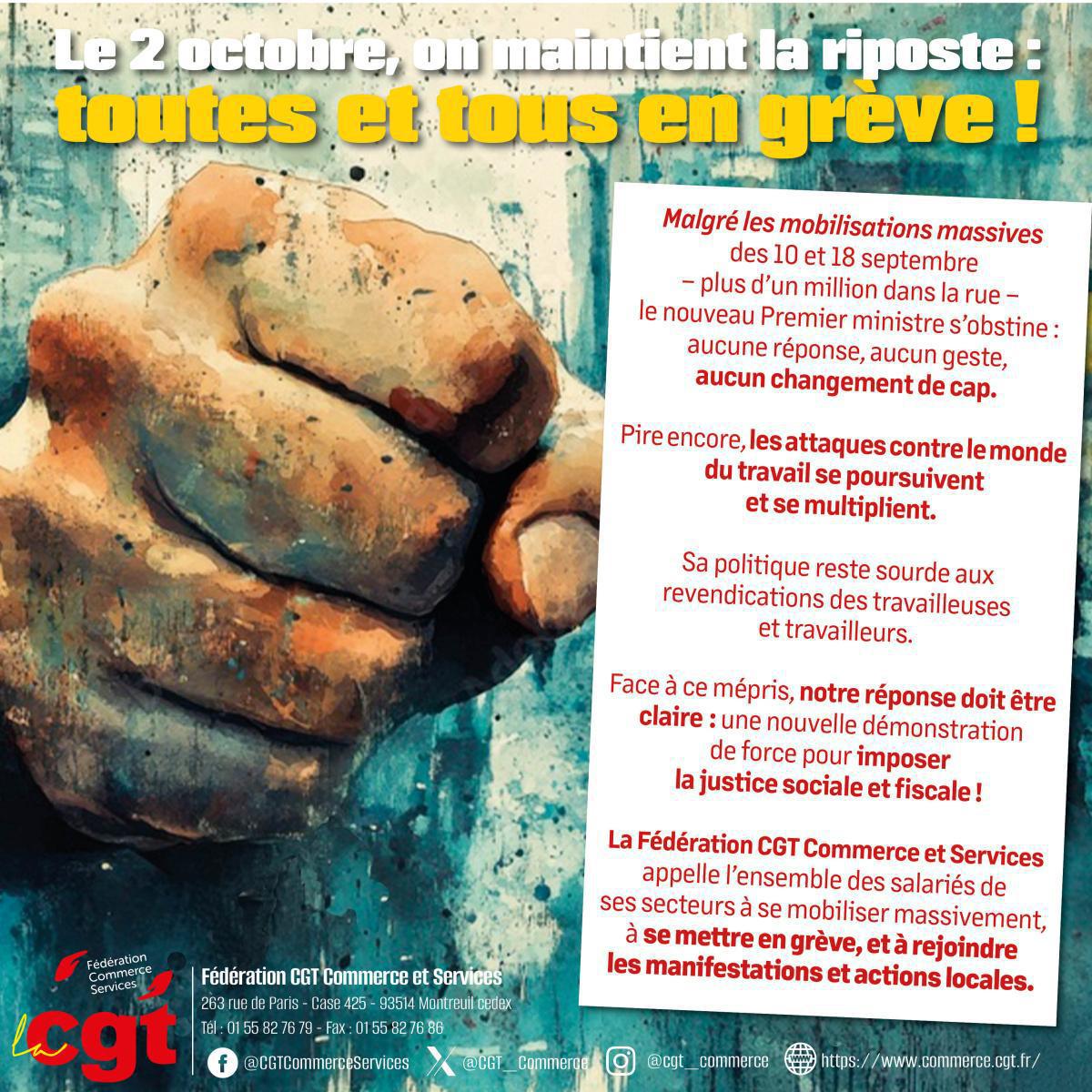 Manifestation inter syndicale 2 octobre 2025