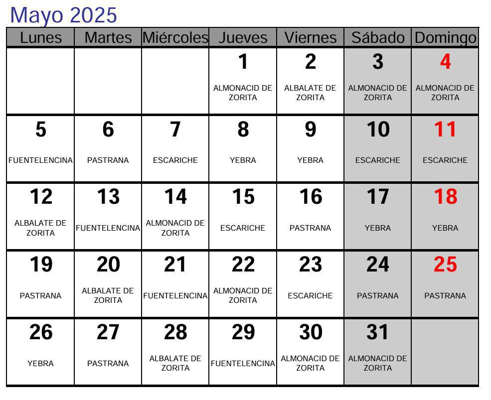 👩‍⚕️CALENDARIO DE GUARDIAS EN LAS FARMACIAS DE LA ZONA👩‍⚕️