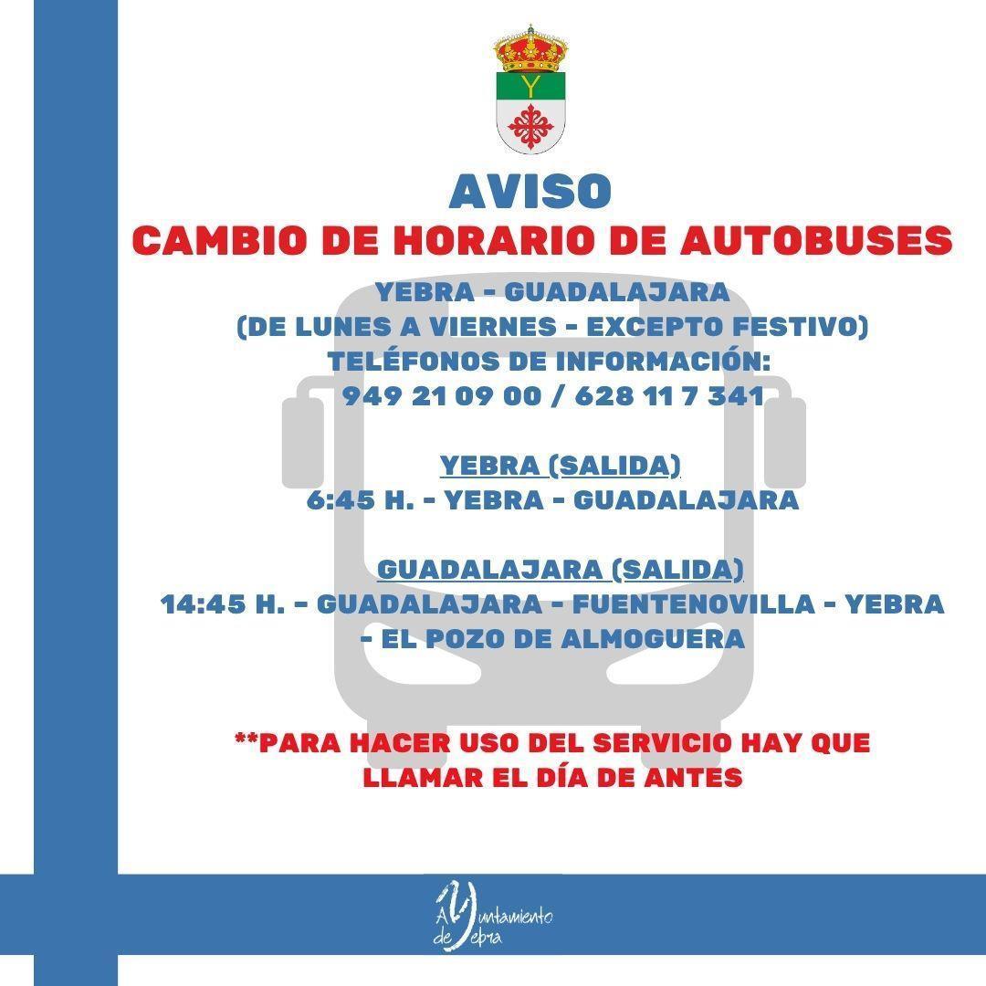 CAMBIO DE HORARIO EN AUTOBÚS