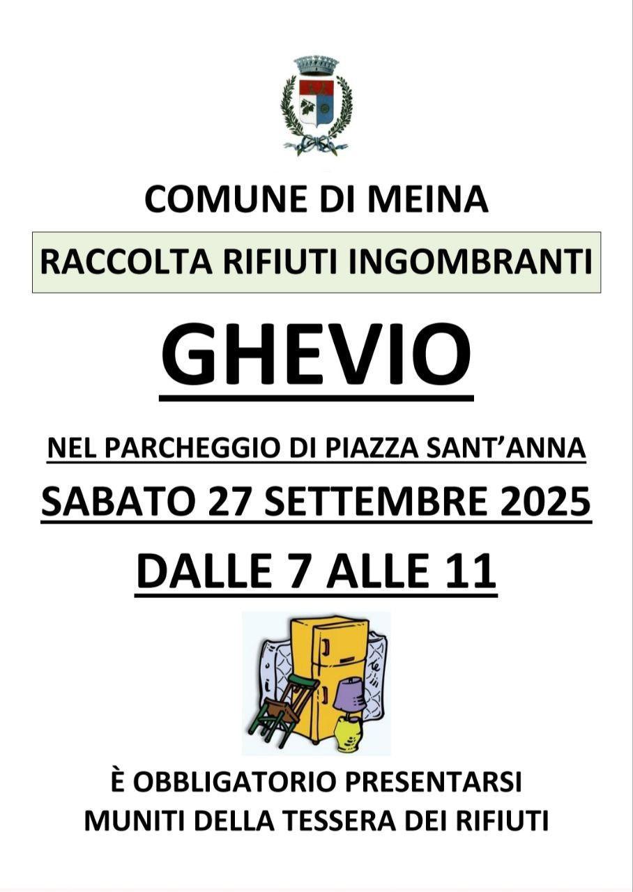 Raccolta Rifiuti Ingombranti (dalle ore 7.00 alle ore 11.00)