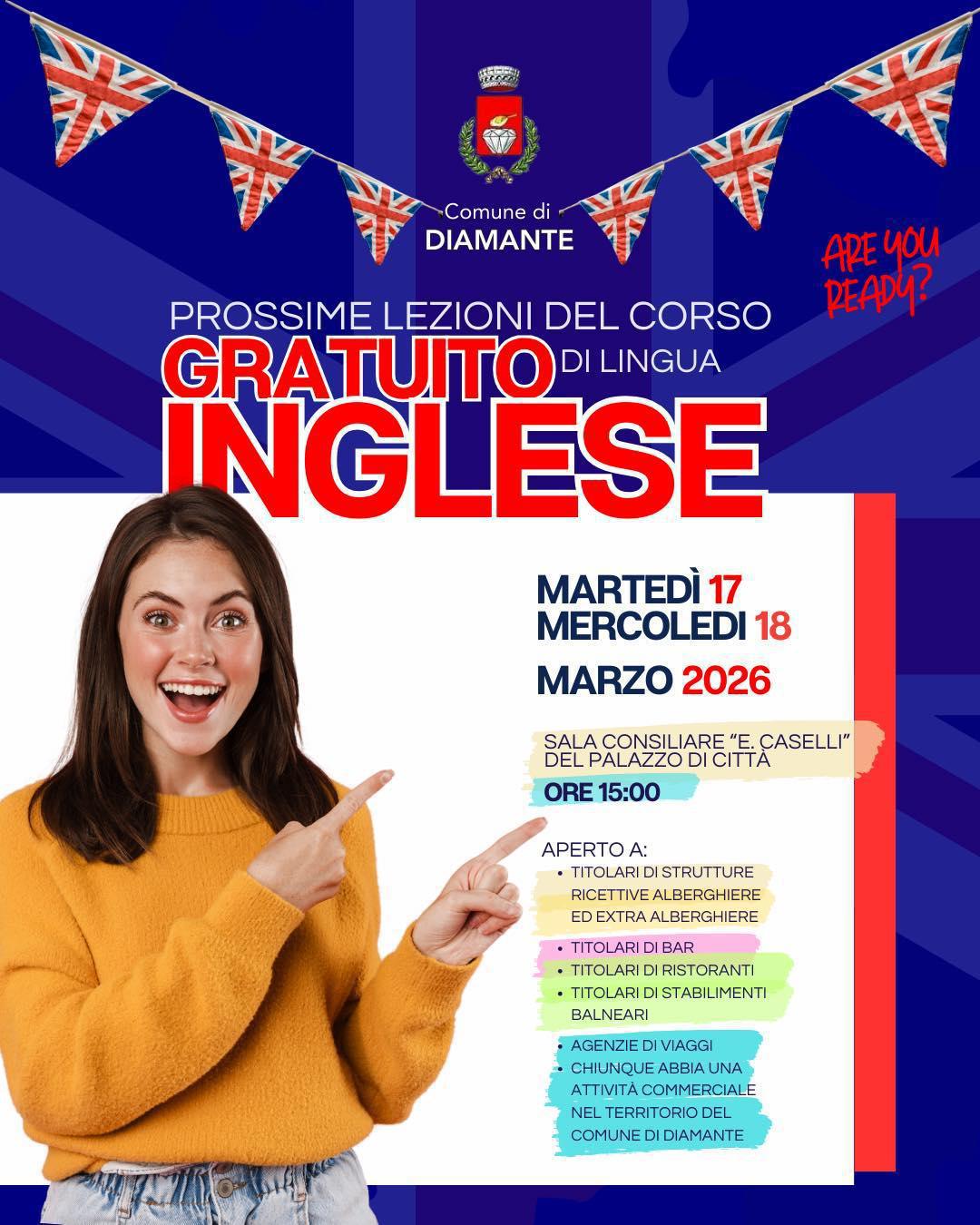 Corso gratuito di lingua inglese (inizio ore 15.00)