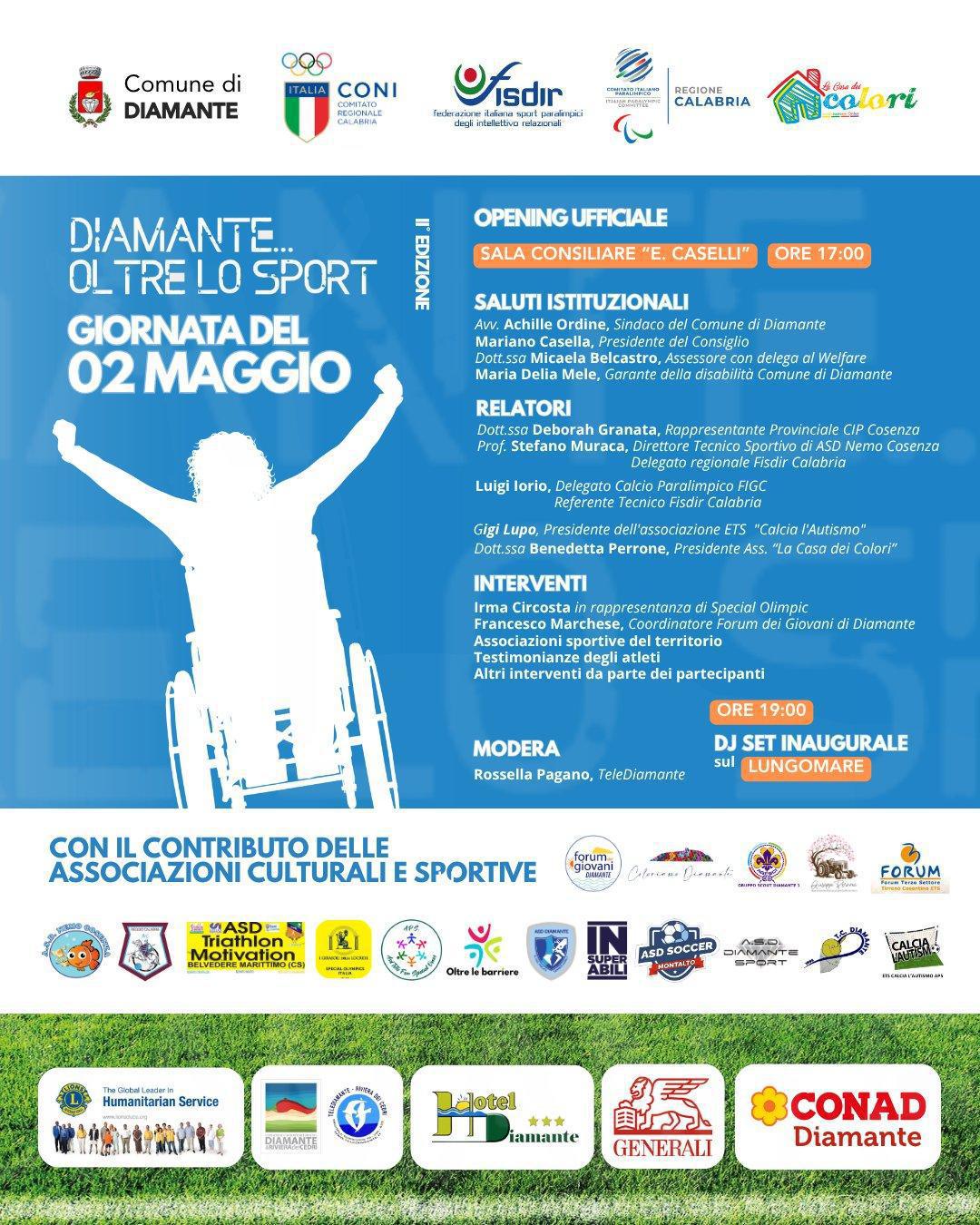 Opening Ufficiale “Diamante…oltre lo sport” (dalle ore 17.00)