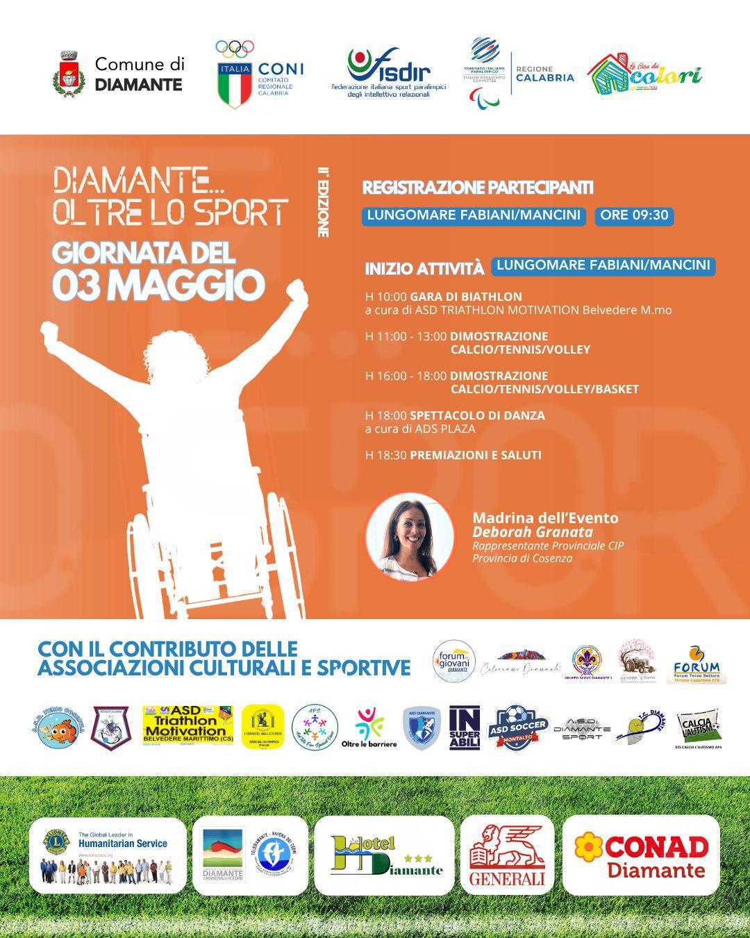 “Diamante…oltre lo sport” (dalle ore 10.00)