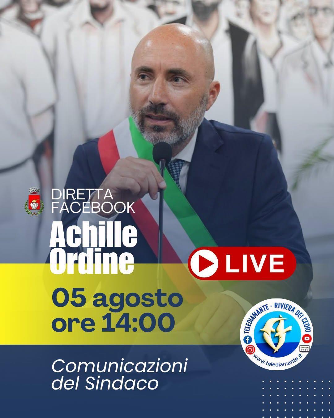 Diretta Facebook - Comunicazioni del Sindaco (Inizio ore 14.00) Diretta Facebook - Comunicazioni del Sindaco (Inizio ore 14.00)