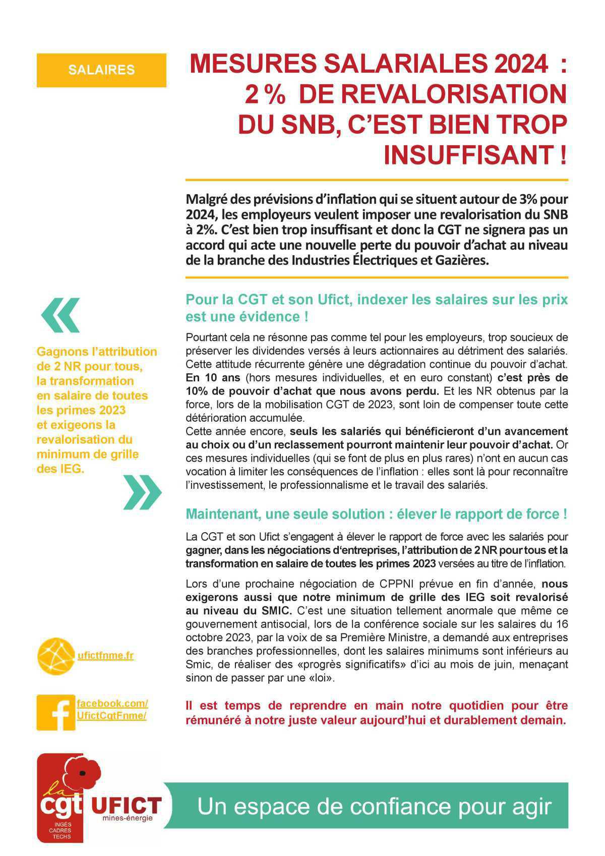 2 % de revalorisation du SNB, c'est bien trop insuffisant !