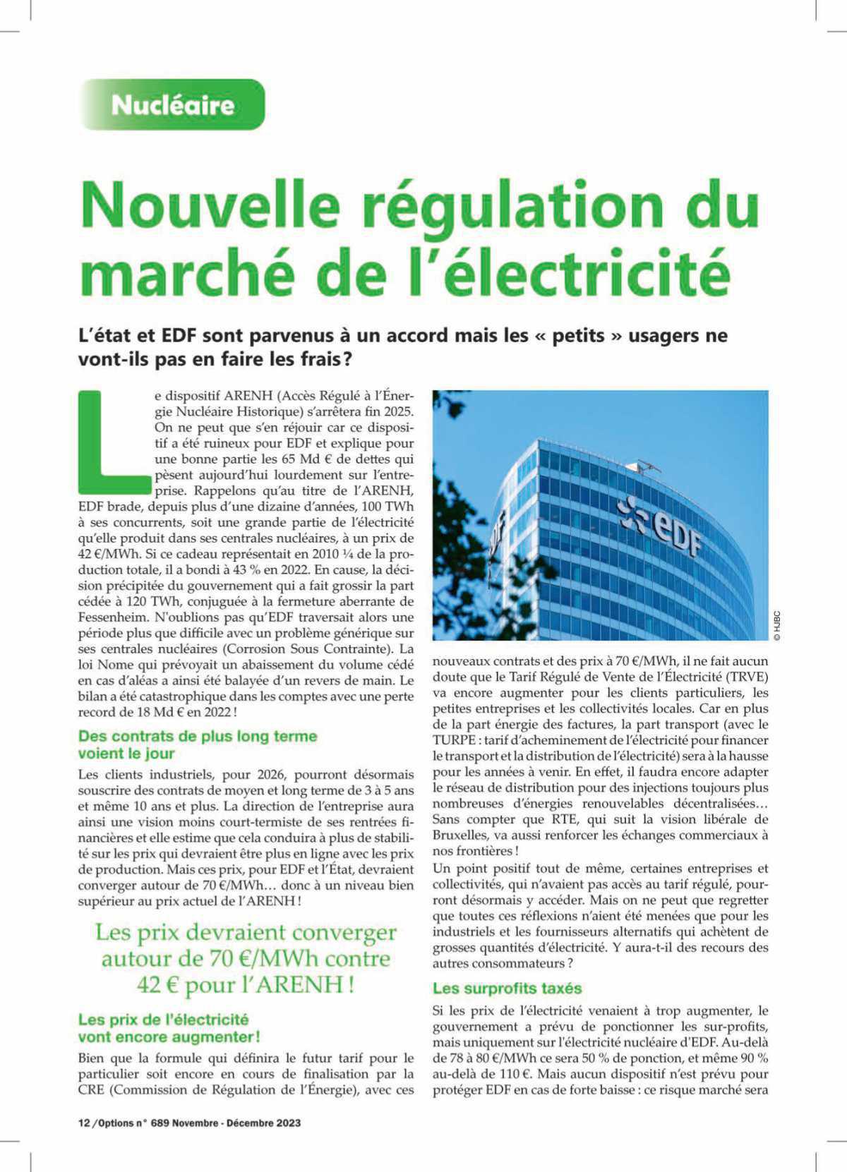 Nucléaire : Nouvelle régulation du marché de l'électricité