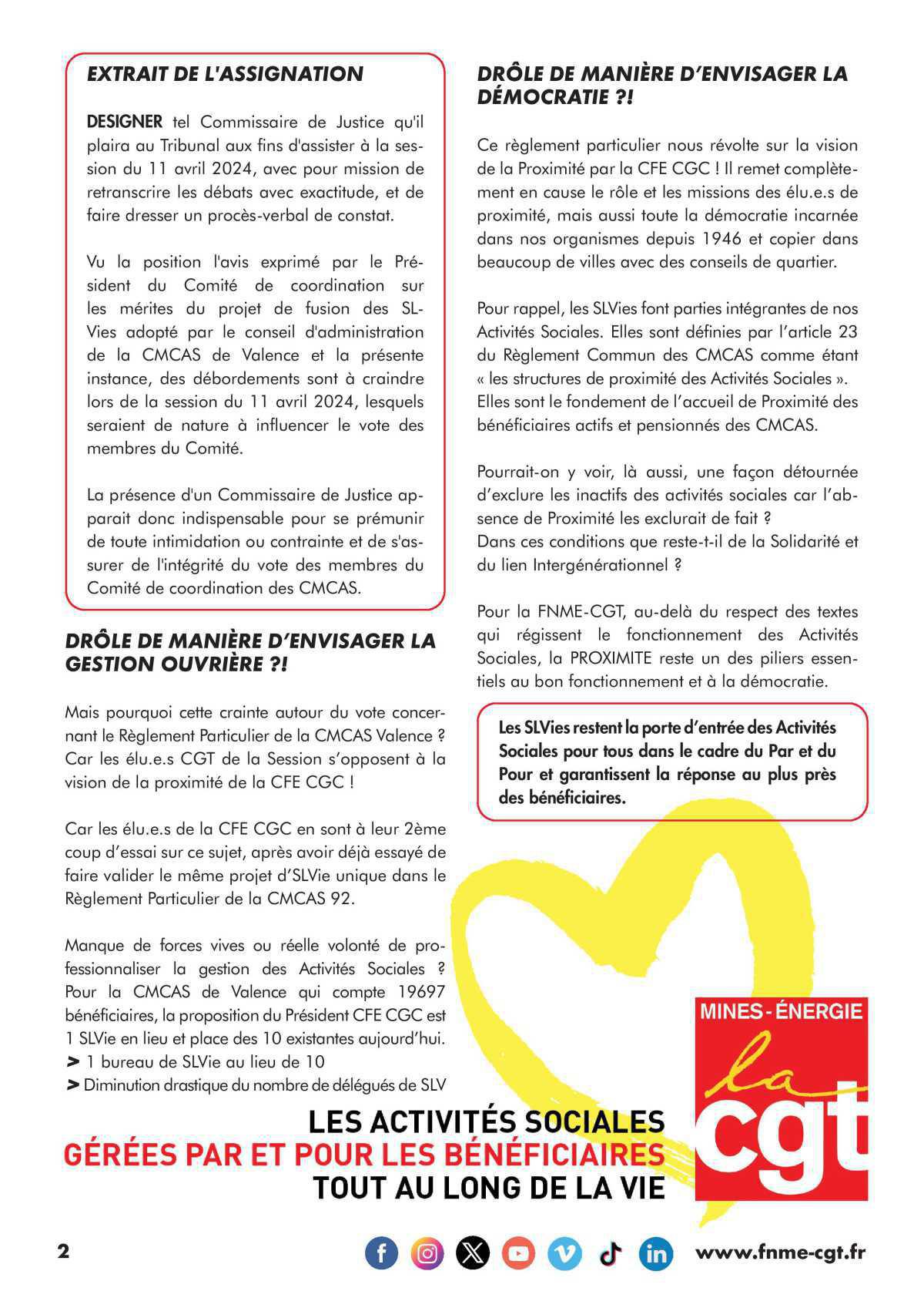 Lettre d’information des élu.es CGT des organismes sociaux 