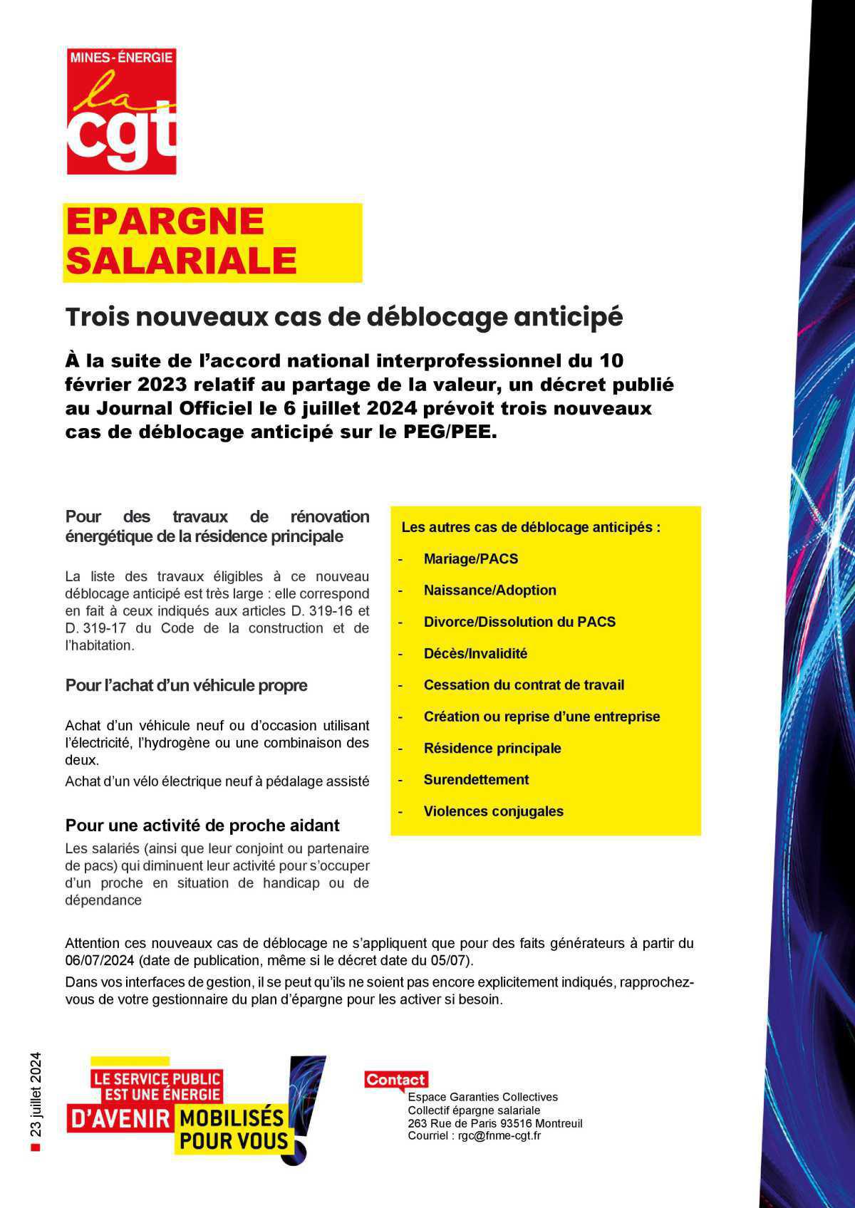 Epargne salariale : nouveaux cas de déblocage anticipé