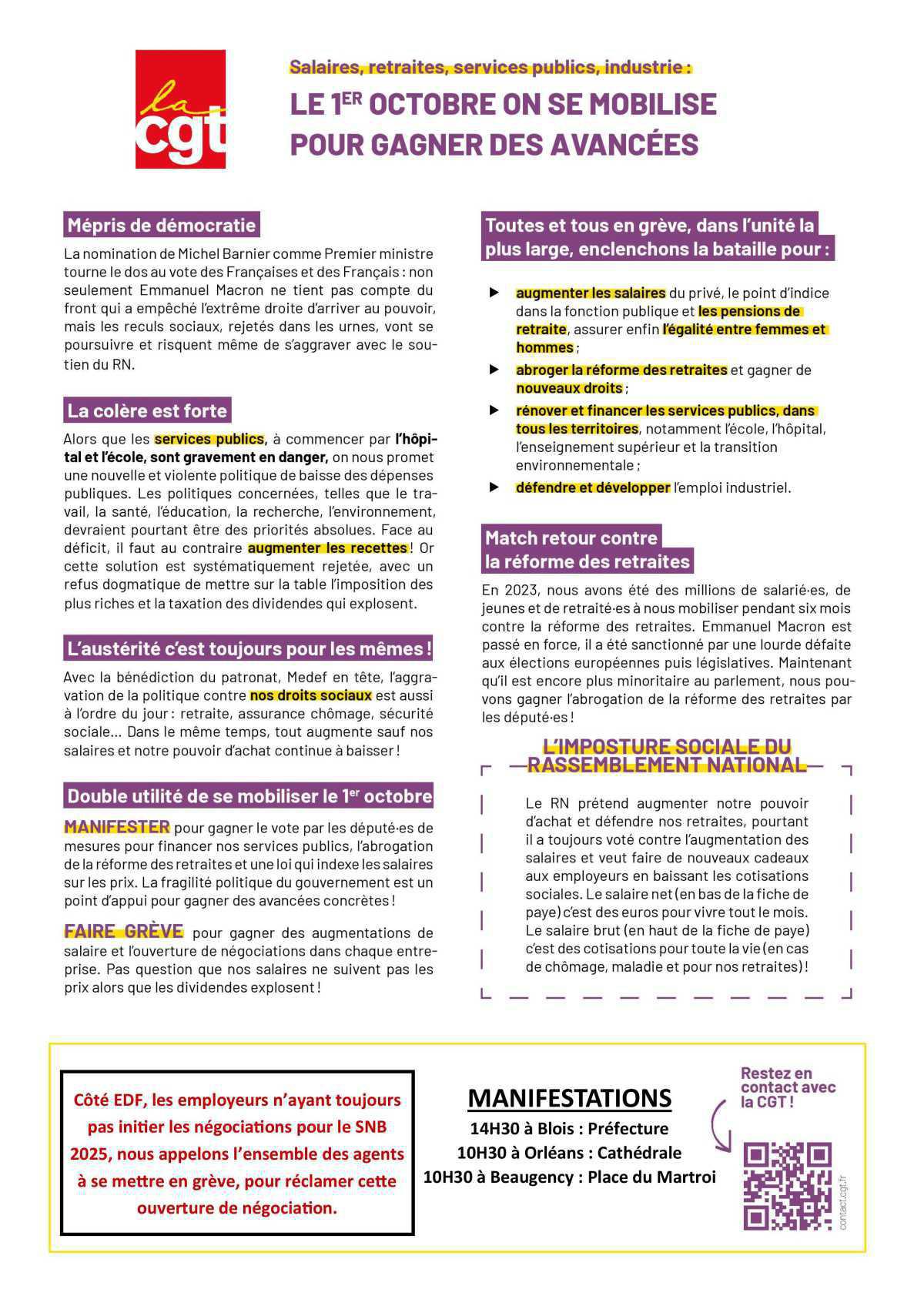 Le 1er Octobre on se mobilise pour gagner des avancées