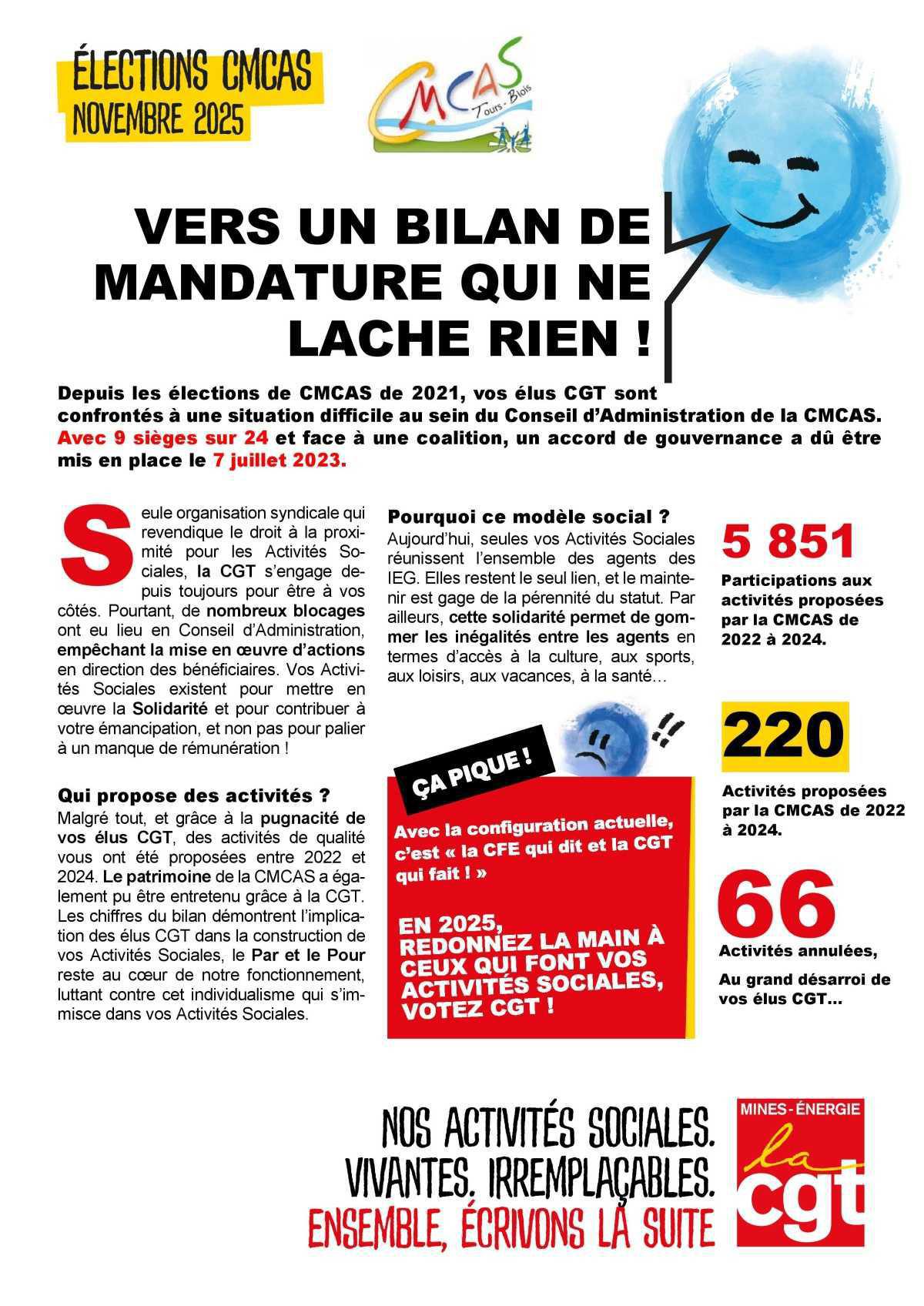 Bilan de la mandature CMCAS, écrivons la suite...